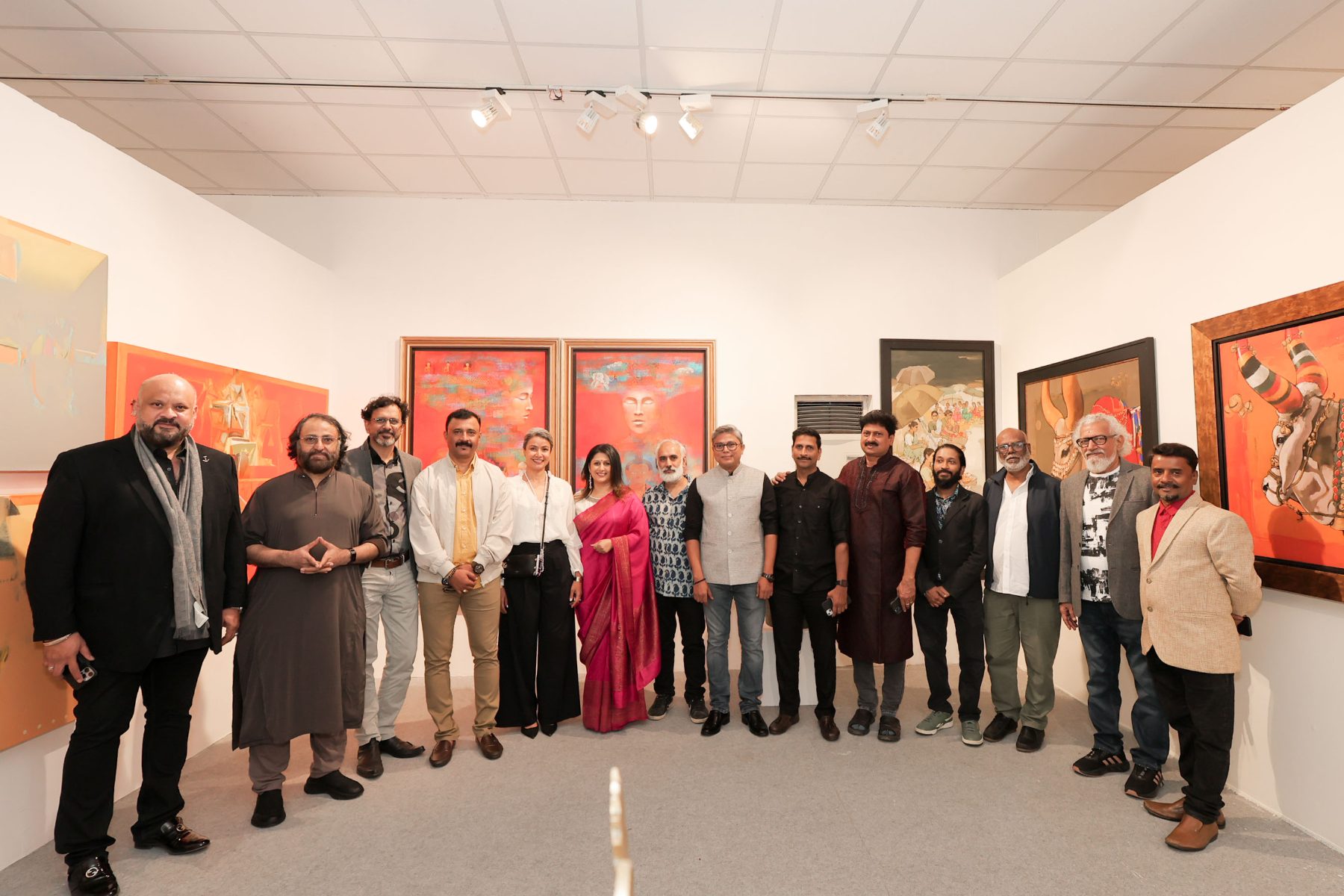 The artists and hosts of Shakti gathered in the gallery on opening day